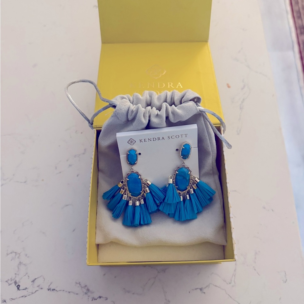 Like New Blue Kendra Scott Statement Earrings